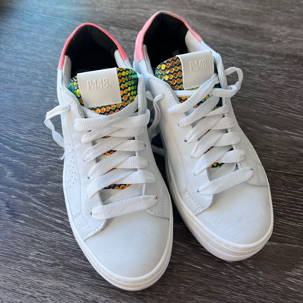 P448 Like New Pink and White Sneakers